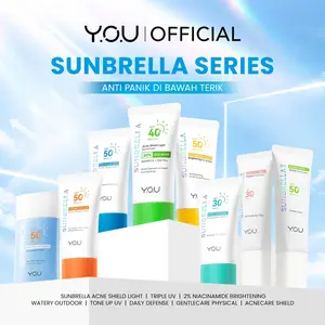 YOU Sunbrella Series Triple UV Outdoor Spray, Daily Defense, Tone Up & Acne Care dengan 2% Niacinamide & Hyaluronic untuk Kulit Berminyak Wajah Cerah Rekomendasi Sunscreen Ringan Transparant & Non Comedogenic Sunscreen SPF50+ PA++++