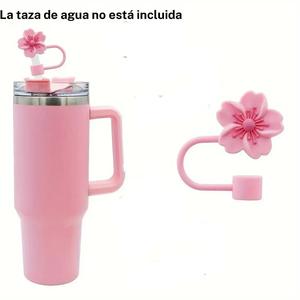 Tapón para popote con forma de flor, 1 unidad de tapón de silicona reutilizable y encantador para popote, tapa decorativa moderna para popote para uso interior y exterior