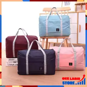 OLS (COD) Tas Travel Lipat Motif Besar Foldable Travel Bag Hand Carry Waterproof Tas Koper Lipat Jinjing Polos