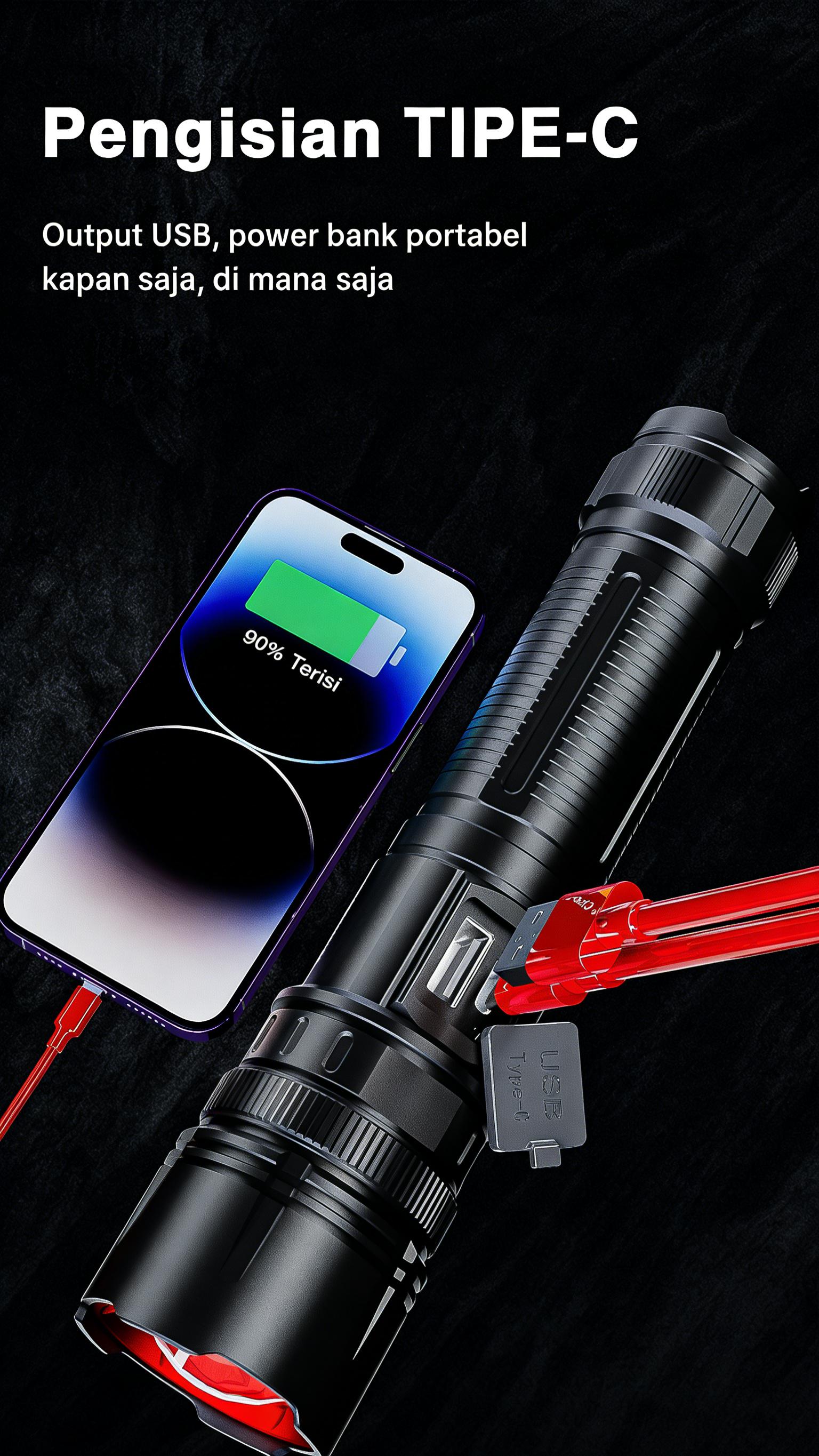 FLASHVOY Senter Laser Putih BF04 Super Terang 1800LM Jarak Jauh 1000M Bisa Zoom Fokus Powerbank 5000mAh Awet 30 Jam Type-C Waterproof IP44 Body Metal Aluminium Senter Polisi Security Outdoor Camping Hiking Original COD Camping FLASHVOY Senter Laser Putih BF04 Super Terang 1800LM Jarak Jauh 1000M Bisa Zoom Fokus Powerbank 5000mAh Awet 30 Jam Type-C Waterproof IP44 Body Metal Aluminium Senter Polisi Security Outdoor Camping Hiking Original COD Camping