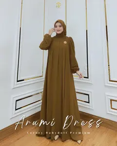 Faraz Label - ARUMI DRESS Pakaian Wanita Gamis Elegan Baju Muslim Set Free Hijab Ceruty Babydoll Mewah Dress Lebaran 2025 Model Baru Simple Pesta Kondangan