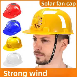 Helm Proyek Konstruksi K3 Kipas Tenaga Surya Safety PE Material Waterproof