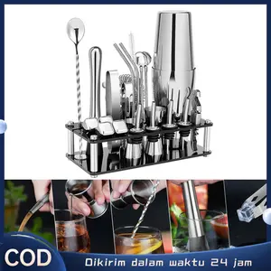 25 In 1 Cocktail Shaker Set Alat Shaker Minuman Set Paket Lengkap Barista Bartender Set Premium Cocktail Boston Shaker Set Stainless Stee
