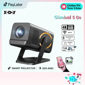 XGODY Gimbal 5 GO Smart Proyektor LCD - Android 14 - 720P - Built-in Speaker - Netflix - YouTube - 300ANSI
