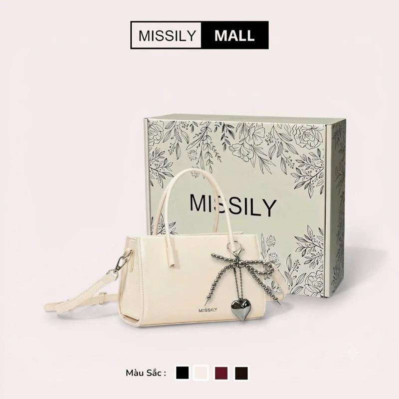 [Tặng hộp] Túi xách nữ cầm tay, túi xách đeo chéo MISSILY kèm dây nhỏ gọn thanh lịch size 21cm (ms056)