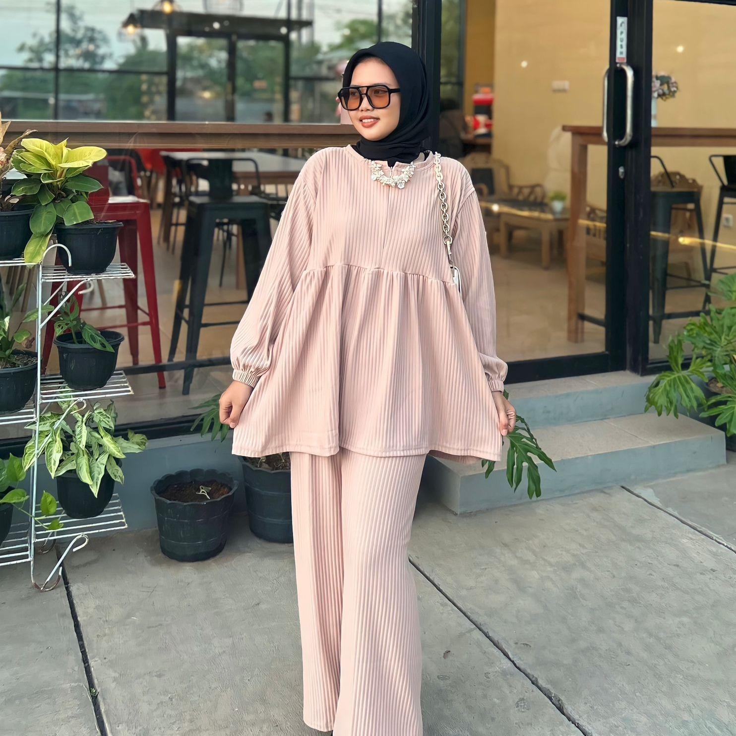 JUMBO ONE SET PUFFY BB (50-100KG) SETELAN CELANA BUSUI LENGAN BALON BIGSIZE KNIT IMPORT SETCEL KNITTING s/d BB 120Kg