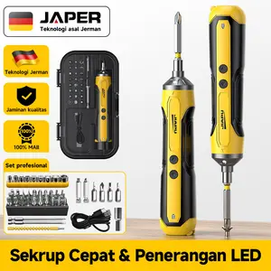 JAPER Mesin bor Cordless Obeng Baterai  Screwdriver 79 Pcs Mini Obeng Mengatur Listrik