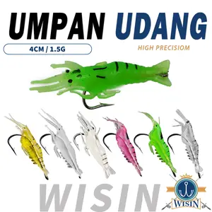 UMPAN UDANG BERCAHAYA KARET SOFT LURE 4cm(10PCS) LENGKAP KAIL KILI