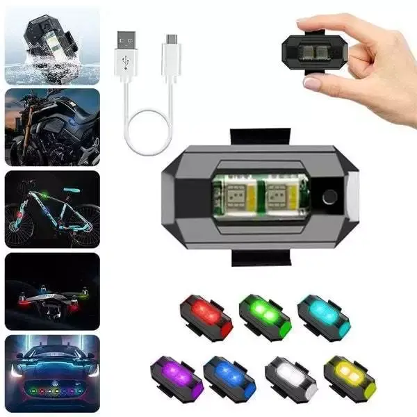 Lampu Sepeda Pesawat Mini Kedap RGB Warna-Warni