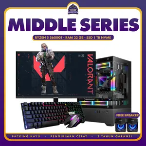 PC RAKITAN RYZEN 5 5600GT RAM 16 GB FULLSET LED 24 INCH UNTUK GAMING EDITING DESAIN Computer Cpu