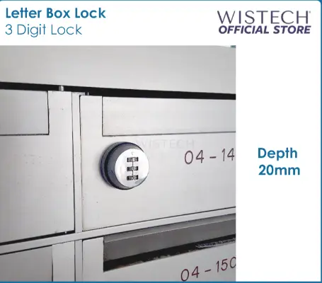 Wistech Letter Box Lock,  depth 20mm ,HDB Keyless Mail/Letter box Lock, Keyless Cabinet Lock, Number Lock [Fits HDB,CONDO,EC,OFFICE,CABINET]