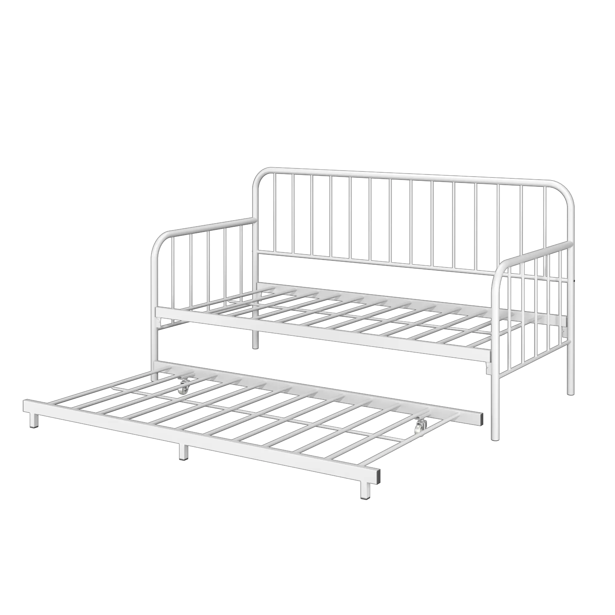 Homez 6.4FT Day Bed / Pull Out Trundle Bed Frame Powder Coat Metal Black White - 0045/0046