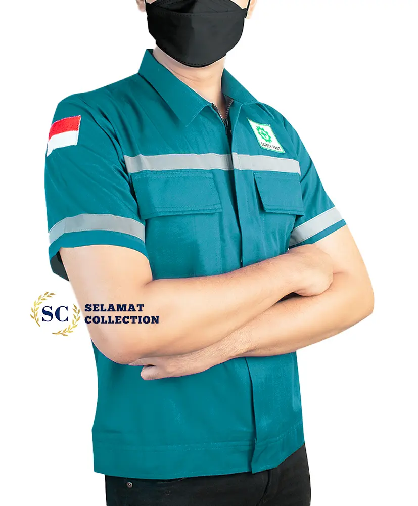 Kemeja Safety K3 by Selamat collection - Baju Seragam Kerja Atasan Wearpack Lengan Pendek Pria Wanita