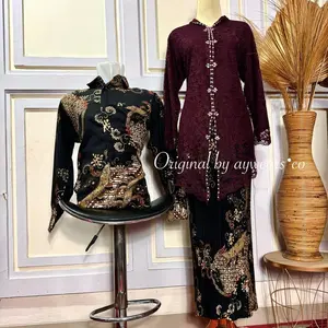 Aywears - Set couple Kebaya Encim brukat dan Kemeja batik pria Seragam Keluarga
