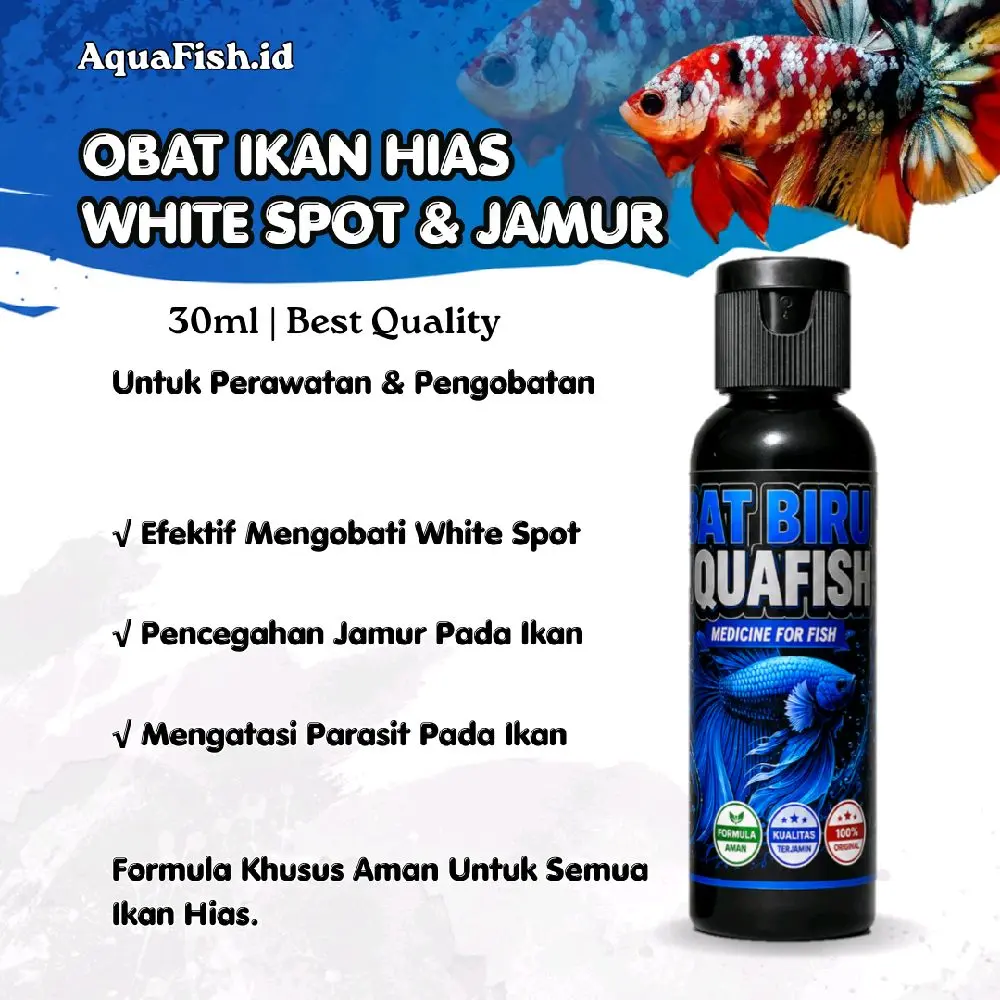 Obat Ikan Cupang Obat Biru 30ml | Mencegah Jamur, Bakteri, Parasit Serta Penyakit White Spot
