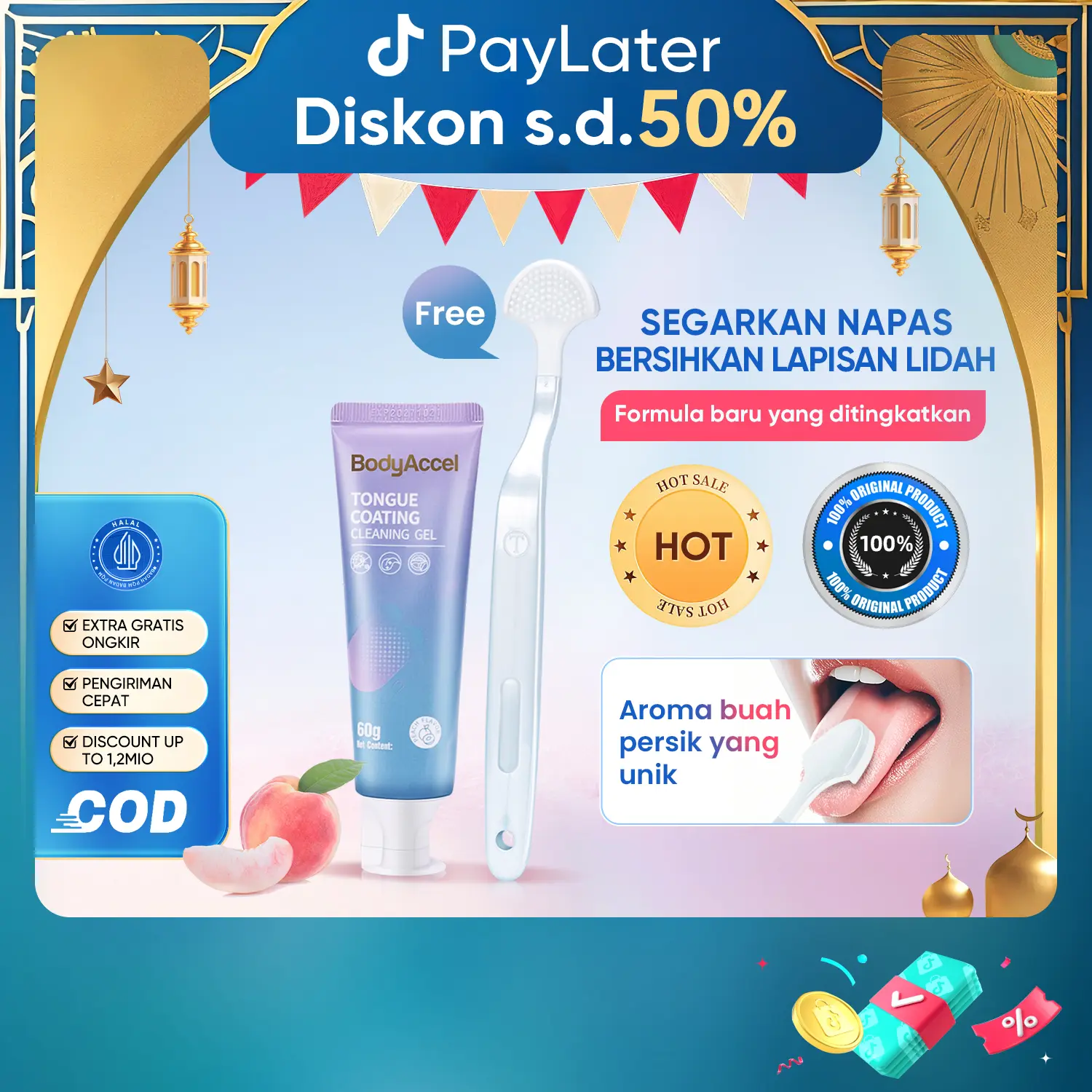 【bpom】【MAX】 BodyAccel Membersihkan lidah dan menyegarkan napas untuk segala usia Mulut Sikat