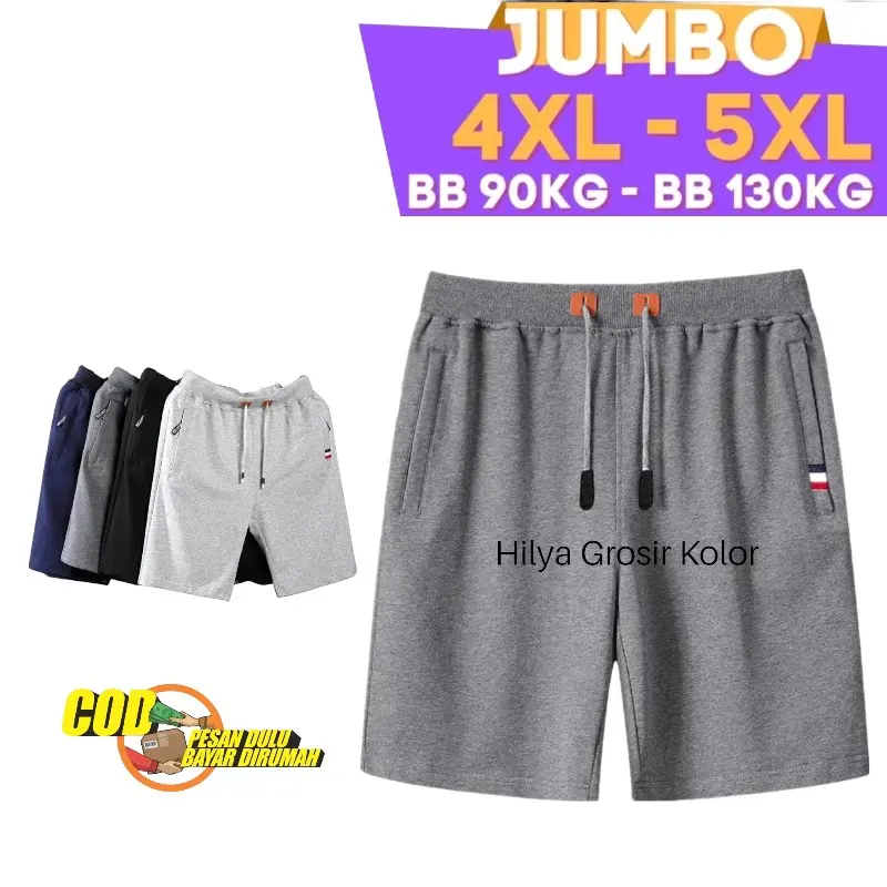 Celana pendek bebytery jumbo 3XL - 4XL - 5XL berat badan BB 80 kg 90 kg 100 kg 110 kg 130 kg celana olah raga pendek, saku resleting