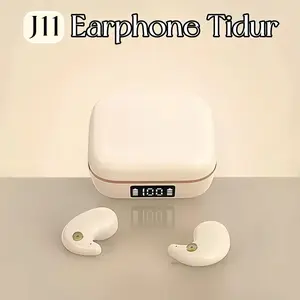J11 Earphone Tidur Suara Stereo Level HiFi, Kecil dan ringan, Tahan Air iPX5, Mikrofon Internal, ENC Noise Reduction Layar Digital Cerdas Kontrol Sentuh untuk iPhone dan Android