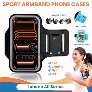 Armband Pouch for iPhone 17 16 15 14 13 12 11 Pro Max Plus X XR Xs 8+ 7+ Arm Band Sport Sarung Case Casing Cover Tempat HP Lengan Olahraga Lari Jogging Gym Fitness OPT