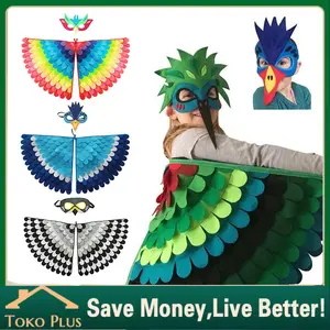 Kostum Sayap Burung Anak Dewasa | Costume Set Bird Wings Mask Sayap Flanel Cendrawasih, Gagak, Nuri, Elang - Kostum Karnaval Burung - Kostum Anak Bahan Flanel Bentuk Burung Costume Role Play