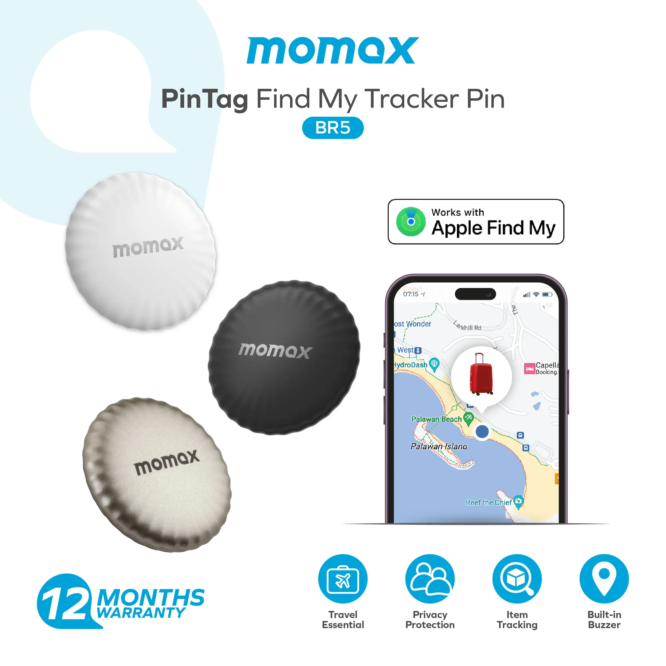 Momax BR5 PINTAG Find My Tracker (24 MONTHS WARRANTY)