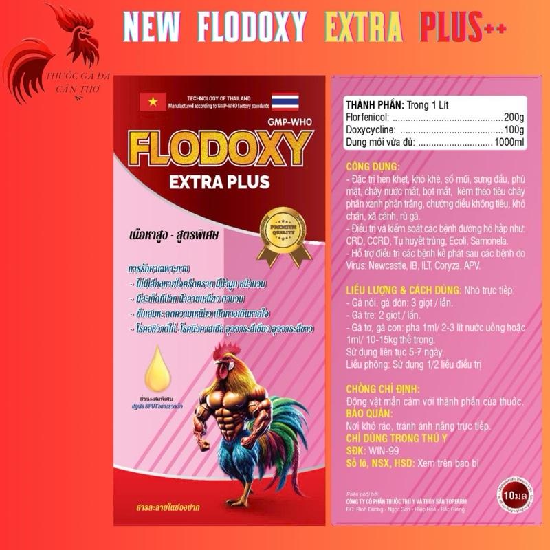 NEW Flodoxy Extra Plus hàm lượng cao trị hen khẹc, khò khè, có đờm, sưng đầu , phù mặt, viêm mắt có bọt, chảy nước mắt mũi, đường tiêu hóa cho gà (10ml)