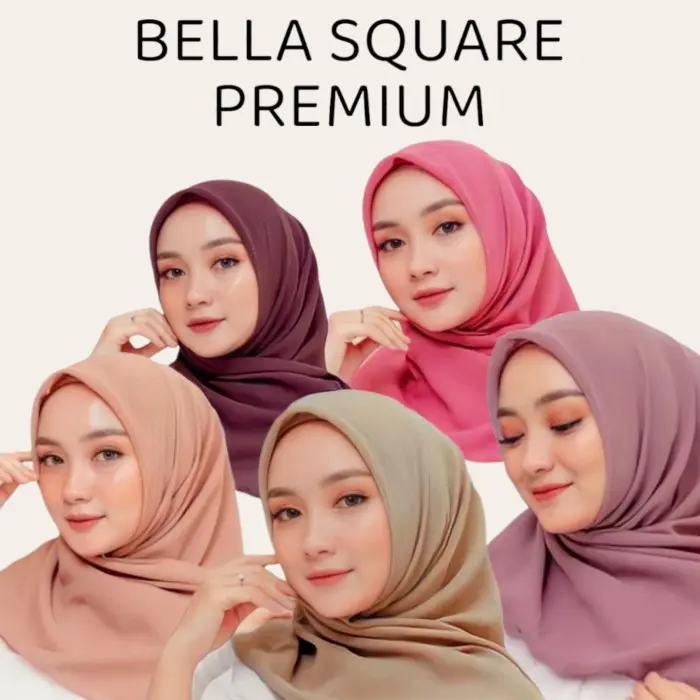 Jilbab Bella Square Segi Empat Pollyycotton Grade A Hijab Bella Polos Nyaman Muslim