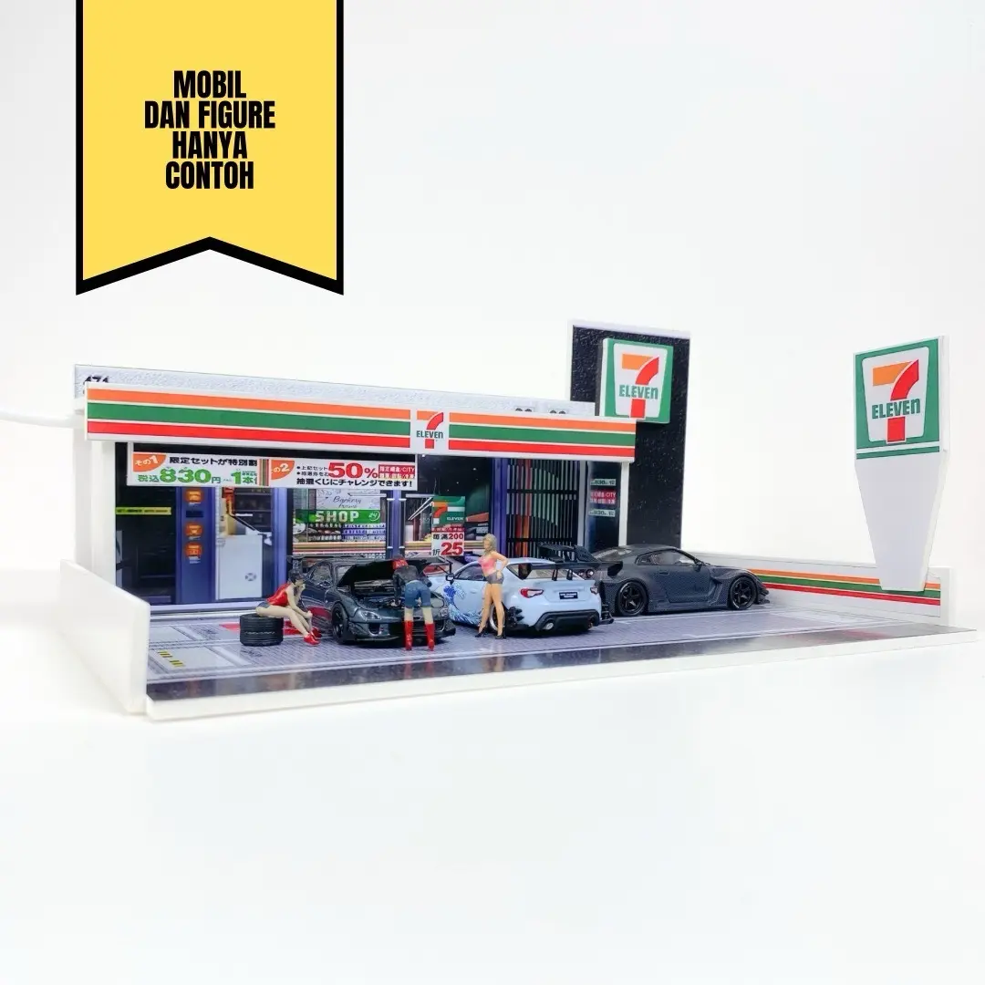Diorama Hot Wheels 7 Eleven skala 1:64 sangat cocok untuk memajang Diecast Kesayangan.