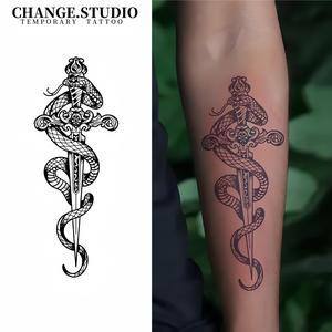 Hình Xăm Tạm Thời, Hình Xăm Thanh Kiếm Rắn, Kéo Dài Trong 15 Ngày, Không Thấm Nước Và Chống Trơn Trượt. Miếng Dán Hình Xăm