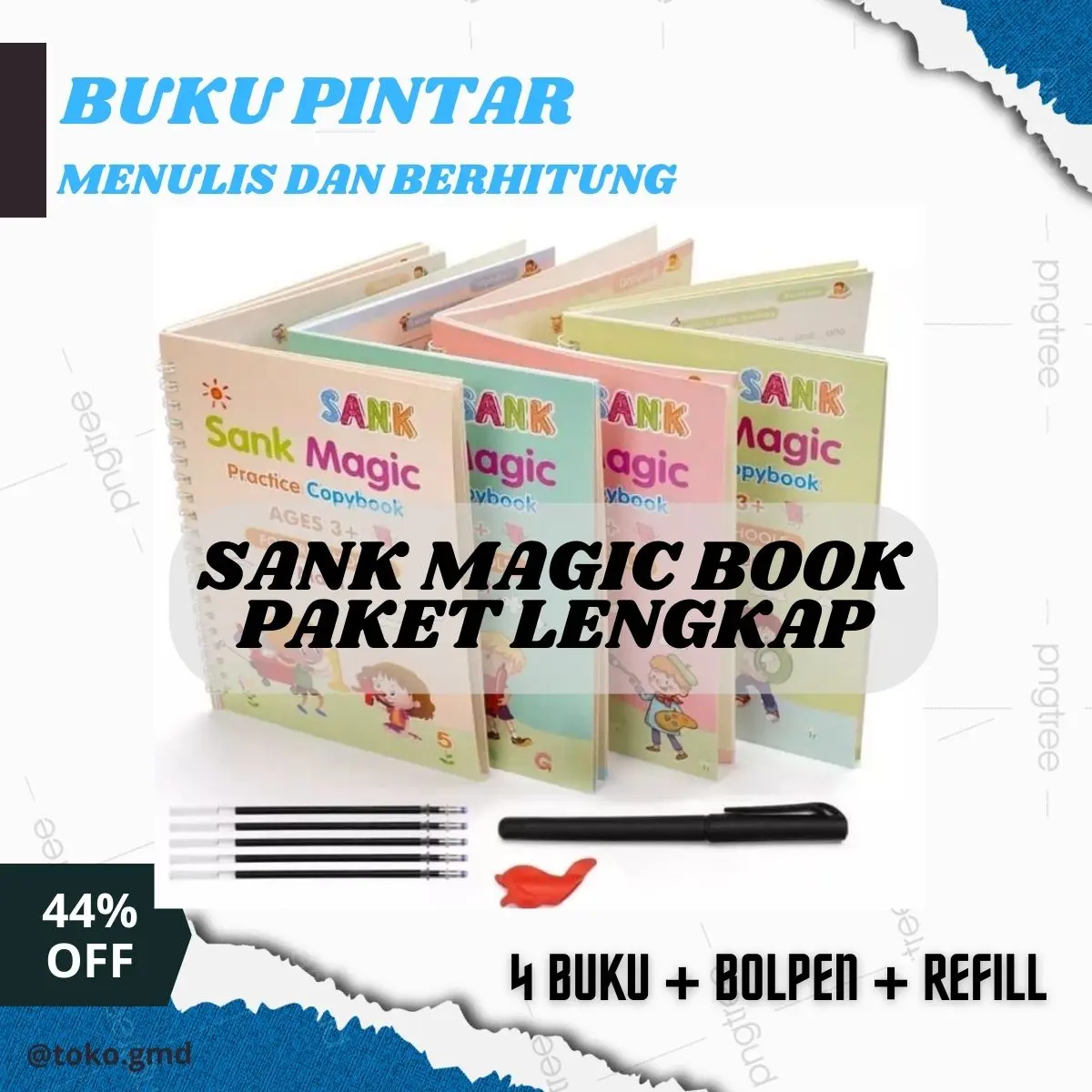 [GMD] PROMO 5 in 1 Buku Ajaib Anak Pintar Menulis Bisa Hapus Sendiri Sank Magic Book set Lengkap