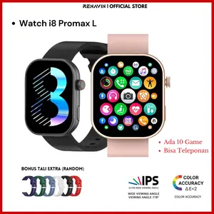 (Free 1 Tali Xtra) Jam Tangan Smartwatch i8 Promax Full Layar Anti Air Ada 10 Game Bisa Teleponan Kustom Wallpapper Ada Kalkulator Monitor Kesehatan