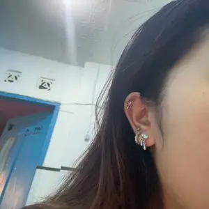 Anting Set Tusuk Tindik Perak Silver 6 Pcs Aesthetic Aksen Butterfly zircon heart Anting-Anting Wanita Korean Style