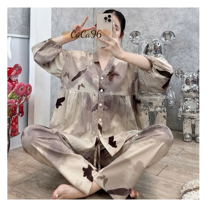 Đồ bộ tole bộ lanh mặc nhà VNXK F21 pyjama babydoll tinh tế trẻ trung,siêu mát.