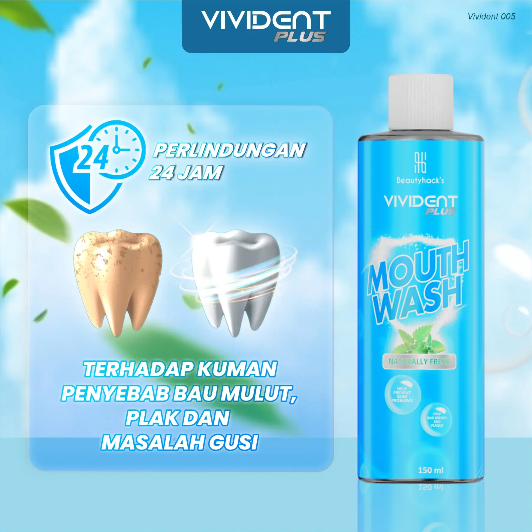 Vivident Plus Mouth Wash - Pembasmi Bakteri & Bau Mulut
