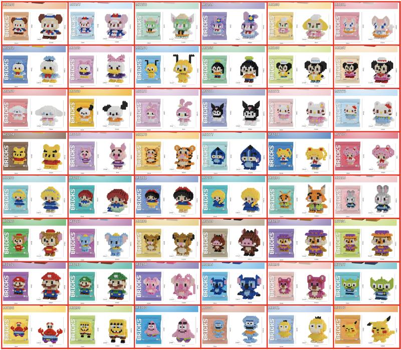 Blok Bangunan Nano Comel 5mm 8mm | Hadiah DIY Kartun Building Block Nano Bricks Brick Cute Cartoon 5mm 8mm Door Gift Hadiah Ready Stock in Malaysia Crafts Diy
