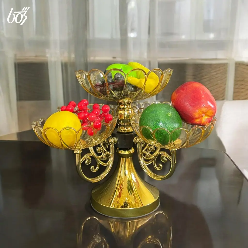 603Store Wadah Buah 2 Tingkat 5IN1 Estetik / Piring Cemilan Bisa Putar 360 Derajat / Tempat Permen / Dekorasi Kristal Hiasan Aesthetic Ruang Tamu