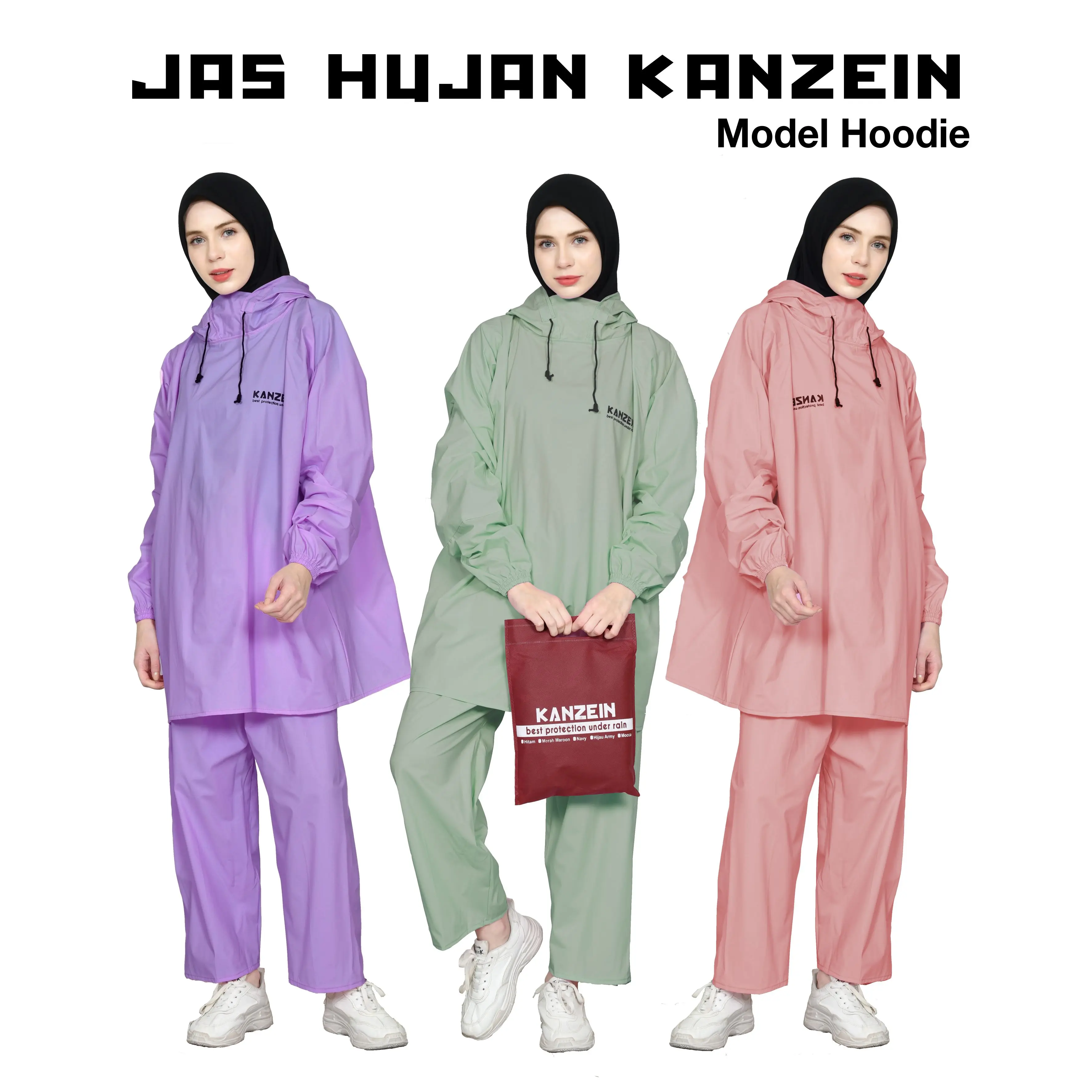 TERBARU JAS HUJAN MODEL HOODIE PRIA WANITA DEWASA BAHAN TEBAL PVC 025