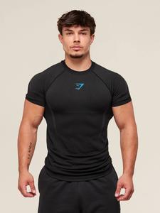 Camiseta fitness para hombre, casual para correr, de secado rápido y transpirable, ajuste ceñido, manga corta, muestra los músculos, ropa deportiva, top para entrenamiento en el gimnasio