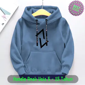 Deepcloth - Hoodie Anak Usia 5-15 Tahun Sweater Laki Laki Tali Motif Bahan Flecee Warna Denim Coksu Hitam Maroon Navy Taro Mint