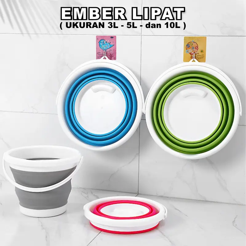 Ember Lipat Water Bucket 10L/5L/3L Foldable Collapsible Baskom Ember Lipat Silikon