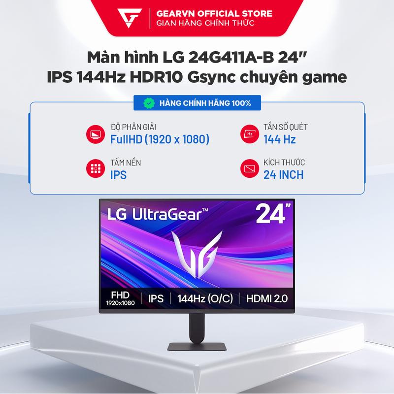 Màn hình Gaming LG Ultragear 2025 24G411A-B 24inch IPS 144Hz HDR10 Gsync BH 24 Tháng