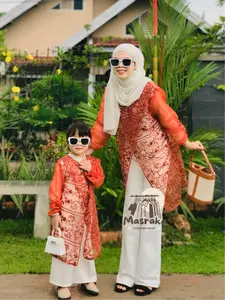Masraka Fashion Tunik Couple Ibu Dan Anak Usia 1-13 Tahun Zize Brokat Kondangan Mix Organza Bridesmaid