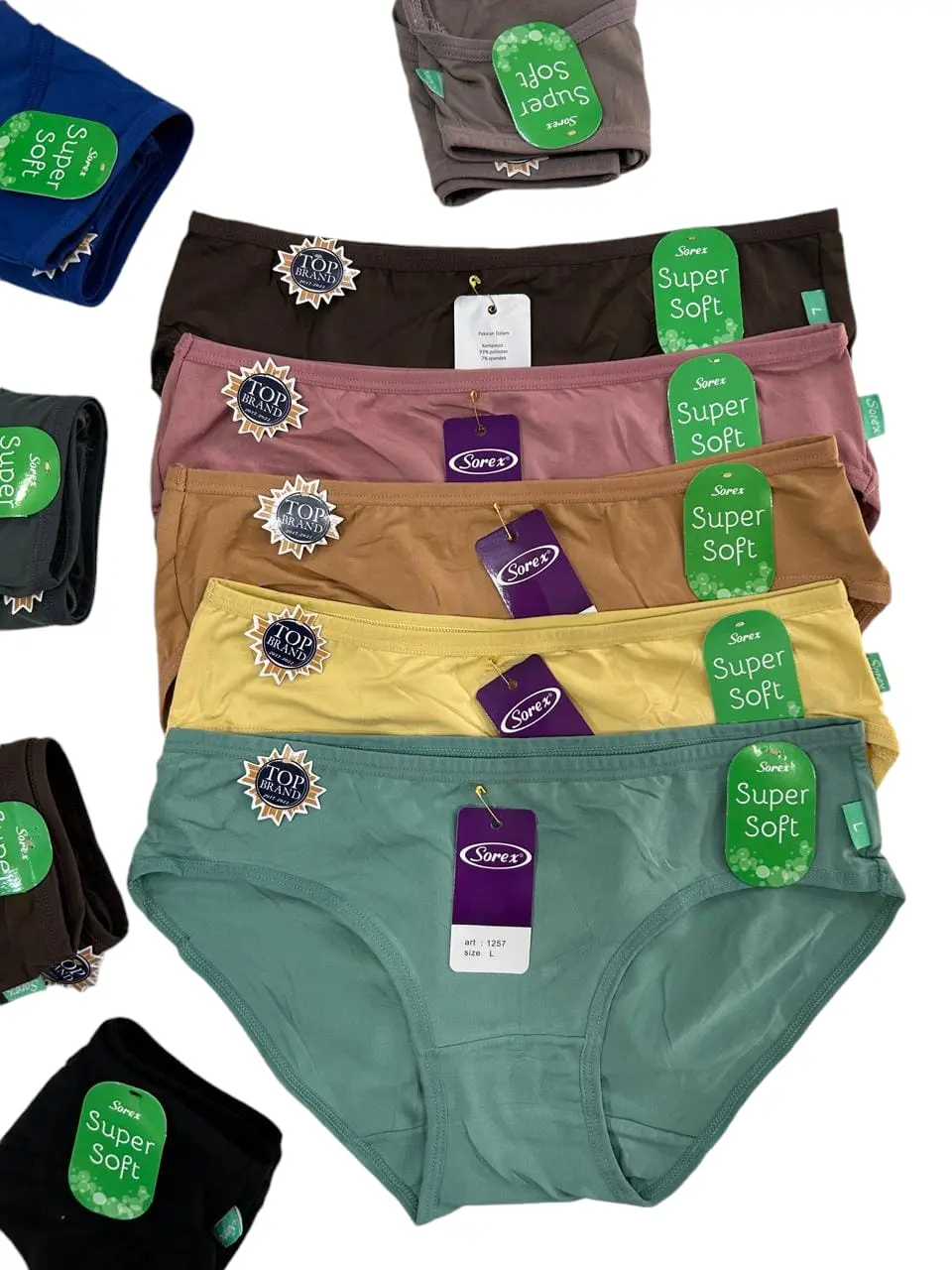 Celana Dalam Wanita SOREX Super Soft 1239 - Isi 3 pcs/6 pcs, Katun Spandek Elastis, Nyaman dan Anti-Slipp, Ukuran M.L.EL.QL Lembut Boxer Dewasa Hitam Remaja