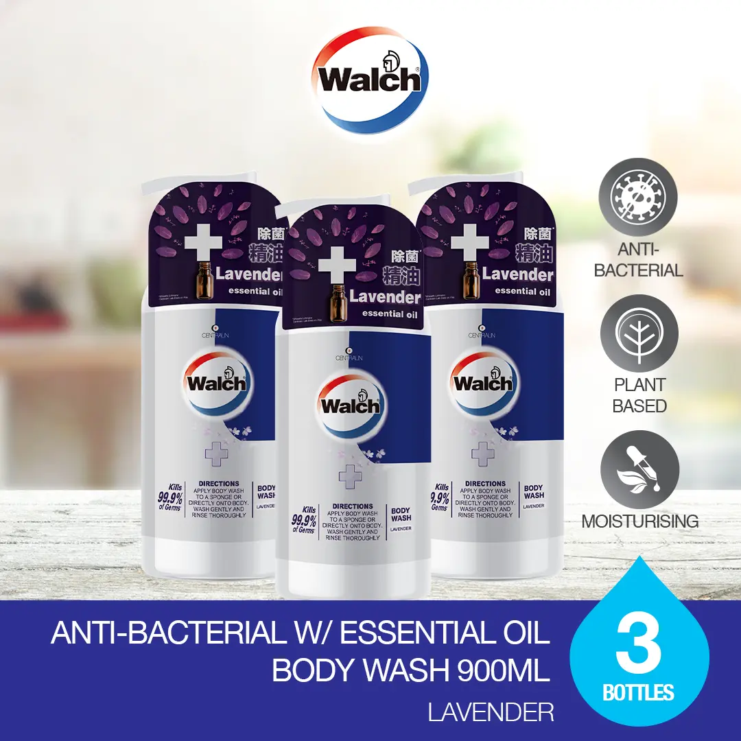 Walch Anti-bacterial w/ Essential Oil Body Wash 900ml x 3 Bottles