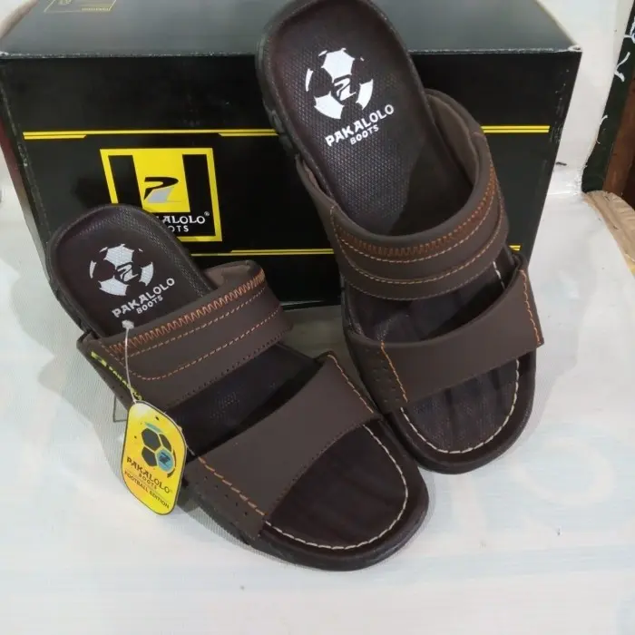 Sandal Pakalolo Pria Original 100% Kulit Asli Motif Selop Terbaru Hitam Tan Coklat Murah | Modern | Keren Bagus Buat Gaya Jalan Jalan Santai