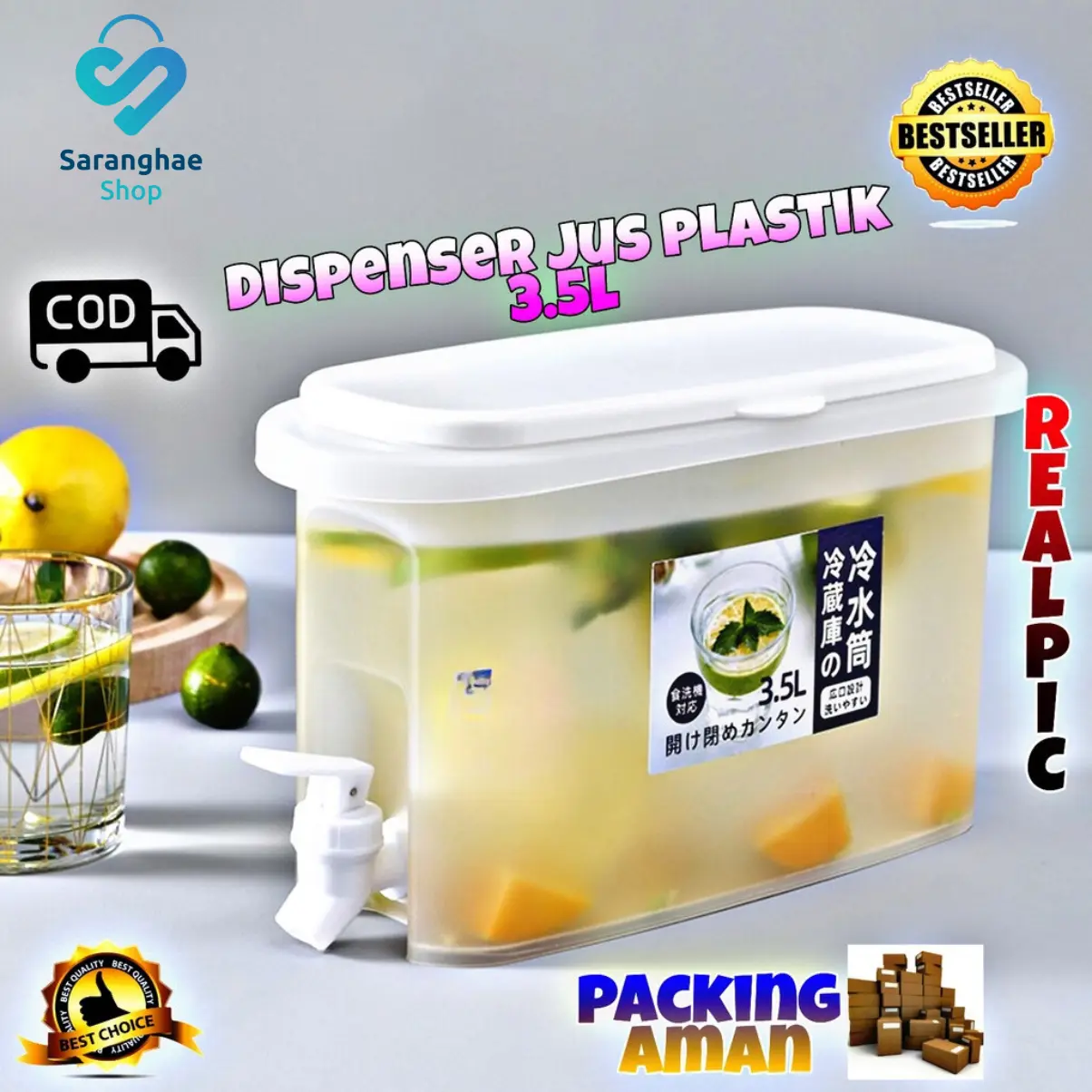 [SH] COD Dispenser Juice Portable 3.5 liter Tempat Air Minum JUS Serbaguna Bisa di Kulkas 3.5L