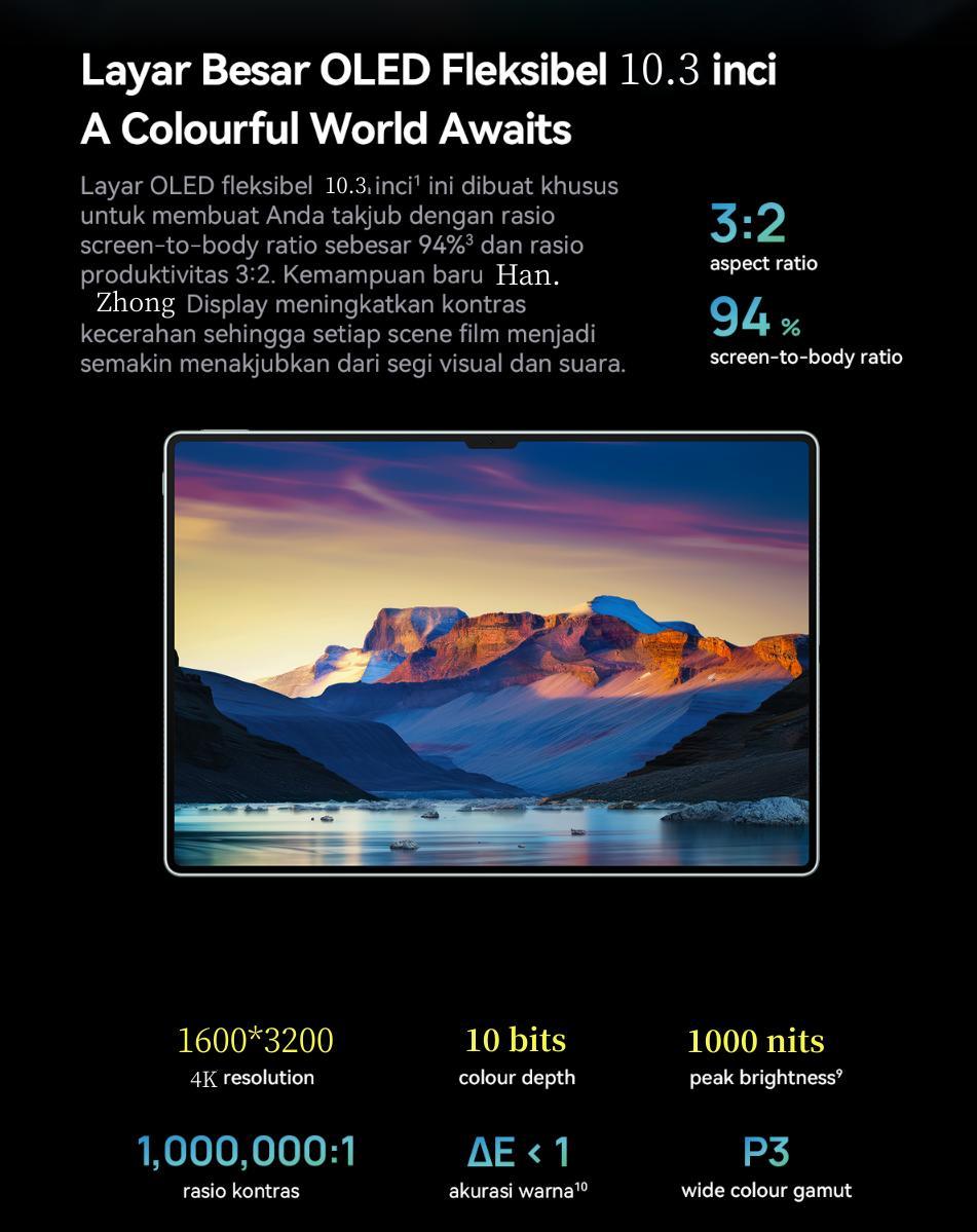 MatePad H13 Pro 10.3" Tablet [16GB+1TB] | Pengalaman Pro Layaknya PC | 120Hz OLED Real Color FullView Display | Ultra-tipi