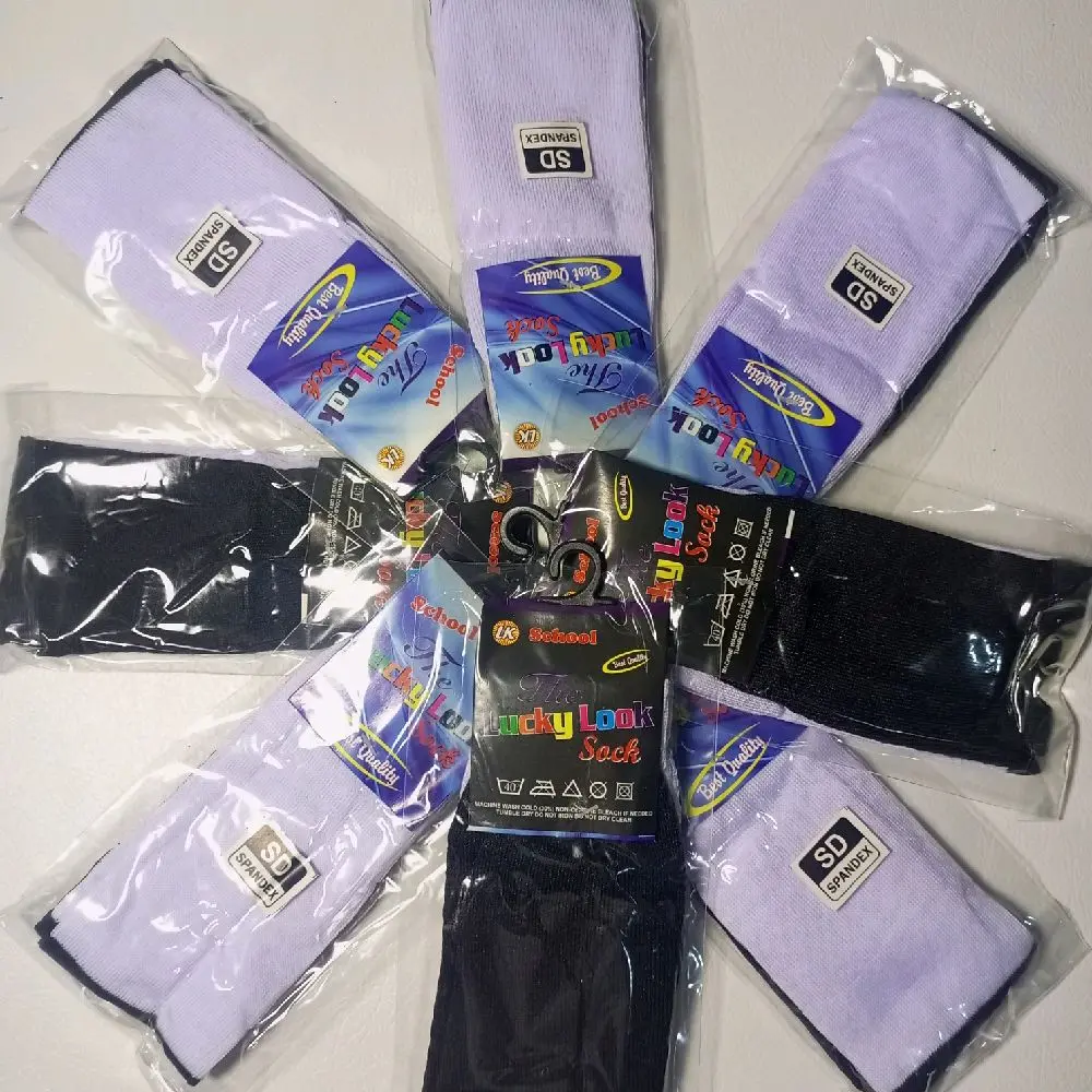 PAKET 5 PASANG KAOS KAKI UKURAN SD (panjang variasi hitam putih)