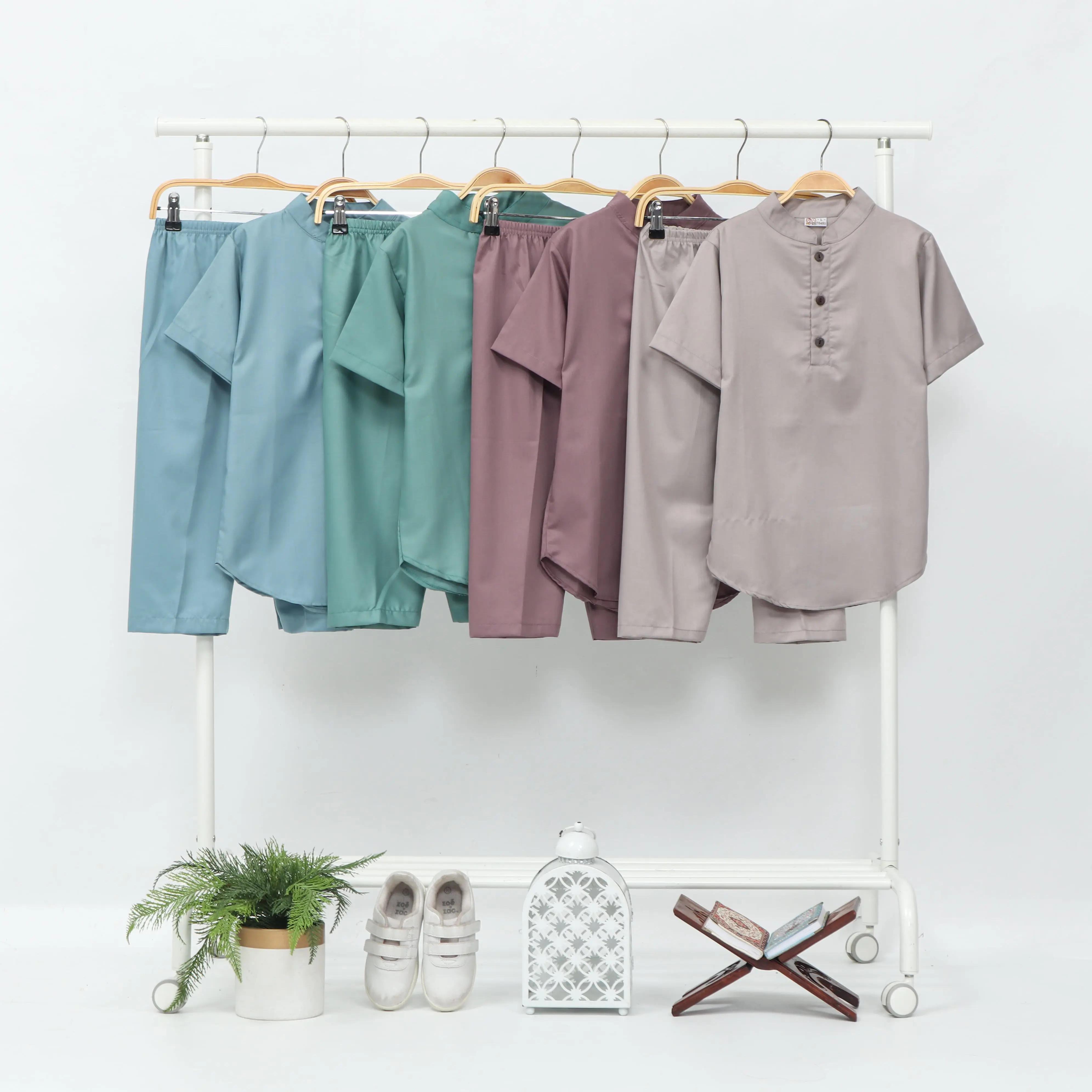 Peachbello Baju Koko Anak Baju Lebaran Anak Laki-Laki Muslim Katun Panjang Setelan Kurta