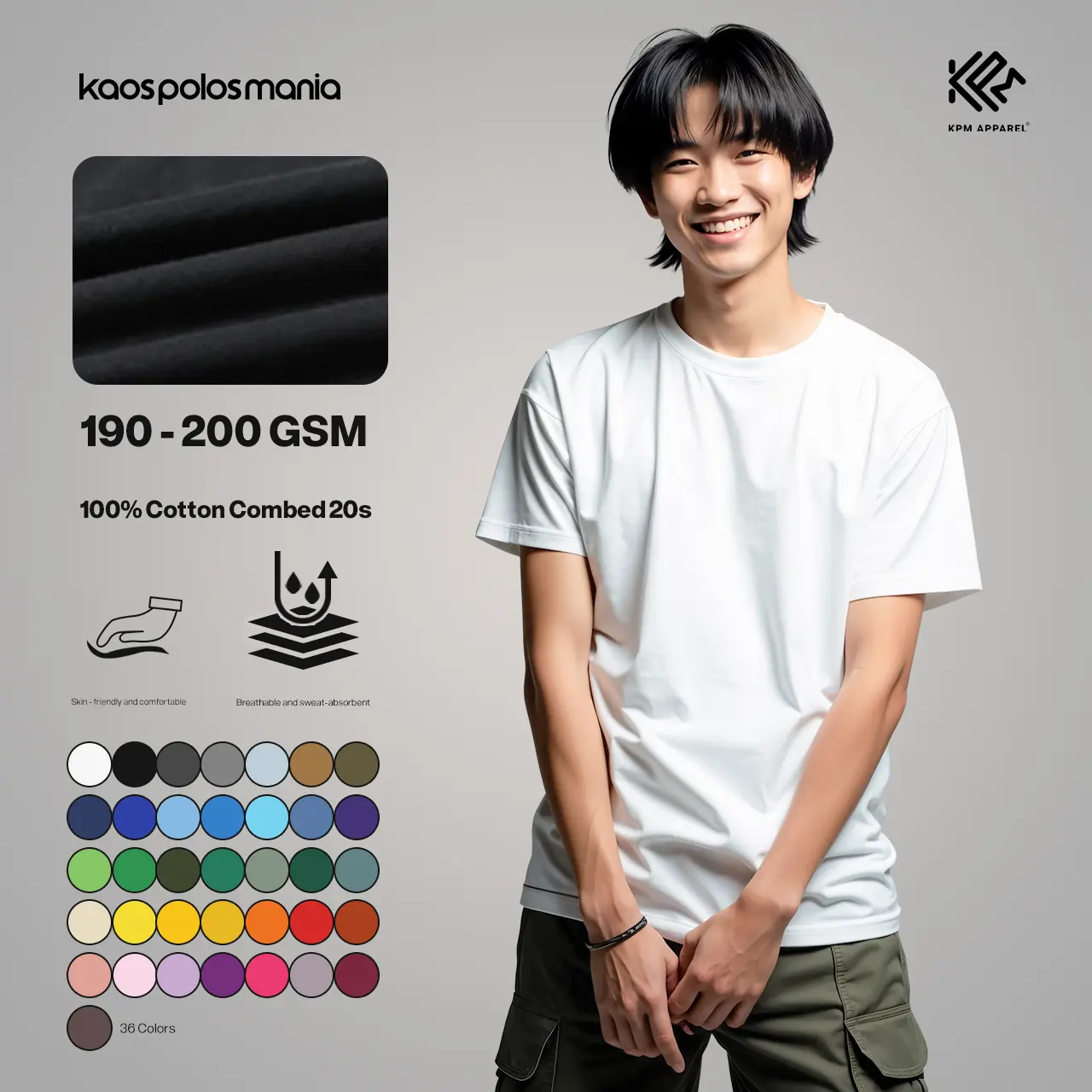 [TEBAL] PART 1 KPM Apparel Kaos Classic Premium Reguler Size Dewasa Cotton Combed 20s  Lengan Pendek Katun Polos Pria Nyaman keren Soft